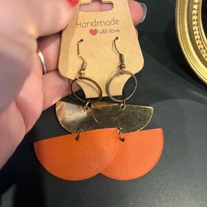Handmade Orange and Gold Earrings